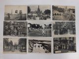 several old black and white photographs of people and buildings