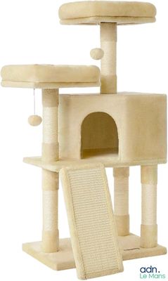 a close up of a cat tree on a white background