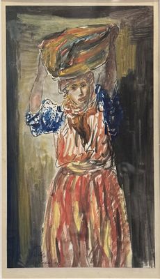 une image d'une peinture représentant une femme avec un chapeau sur la tête
