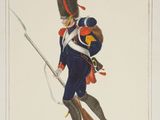 a drawing of a man in uniform holding a rifle