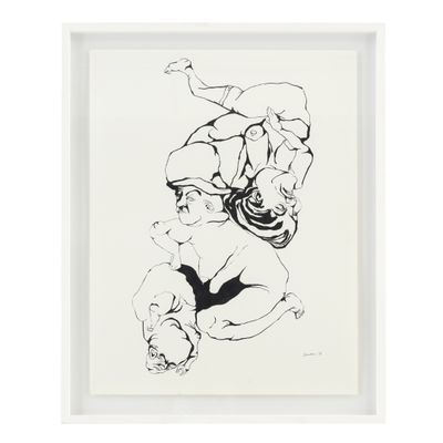 un dessin en noir et blanc représentant une femme allongée sur le dos