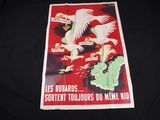 a black shirt with a red and white poster on it