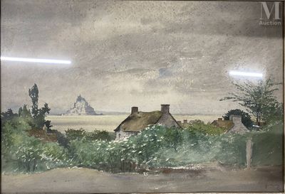 une image représentant un tableau d'une ferme au toit de chaume