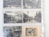 four black and white photographs of people walking down a street
