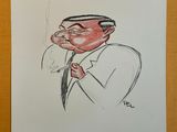 drawing of a man smoking a cigarette in a suit and tie