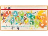 une peinture abstraite représentant un groupe de personnes sur fond blanc