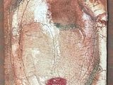 peinture abstraite représentant le visage d'une femme aux lèvres rouges