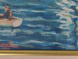 un tableau représentant un homme et une femme dans un bateau