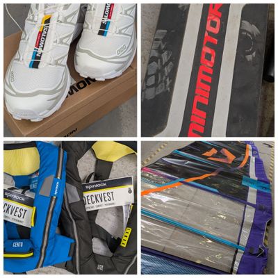 de nombreuses photos différentes d'une paire de skis et d'une paire de skis