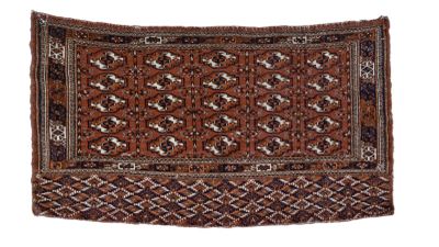 a brown and white rug on a white background