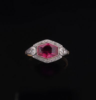 bague art déco en rubis et diamants
