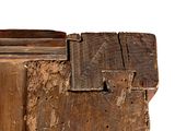 a close up of a piece of wood with a hole in it