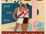 une affiche faisant la promotion d'une station balnéaire à Monte-Carlo, en Italie