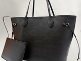 louis vuitton black leather tote bag and wallet