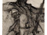 une image représentant un dessin d'un homme tenant un pistolet à la main