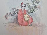 un tableau représentant une femme assise sous un arbre