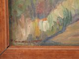 a picture of a painting of a landscape in a wooden frame
