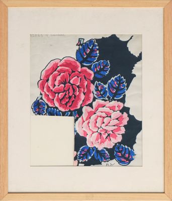 an image of a picture of a painting of flowers on a wall