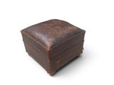 brown leather ottoman on white background with clipping for text