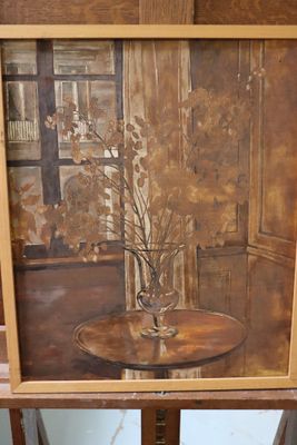 une image d'un tableau représentant un vase contenant des fleurs
