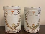 two tins that are sitting on a table