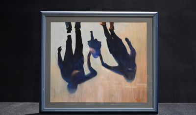 HLG. Promenade en Famille. Pastel et fusain, monogrammé en b…