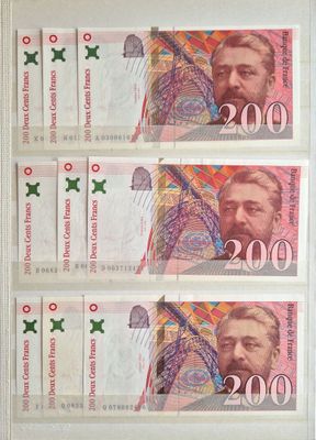 200 francs Eiffel, 9ex , 1996(3), 1997(3), 1999(3) SPL à NEU…