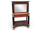 une image représentant une petite table en bois sur laquelle est posé un miroir
