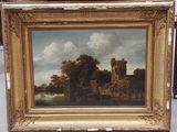 une image représentant un tableau d'un château au bord d'une rivière