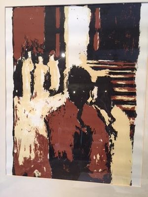 Vincent MAGNI (1963 - ) Paysage aux arbres sur fond marron L…