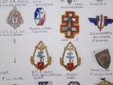 many different types of badges displayed on a piece of paper