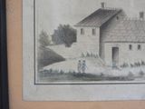 a picture of a painting of a house in the country