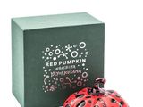 perfume bottle in the shape of a ladybug in front of a box