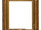 a gold picture frame with a white background