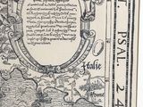 an old map with a picture of a ship in the middle of it
