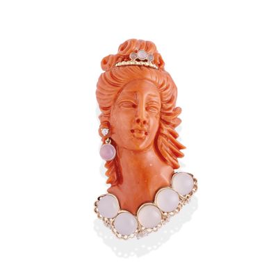an image of a woman ' s head wearing a necklace and earrings
