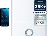 an image of a white air purifier next to a cell phone