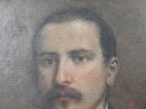 painting of a man in a suit and tie with a moustache