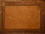 painting of an old wooden frame with a brown paper on it
