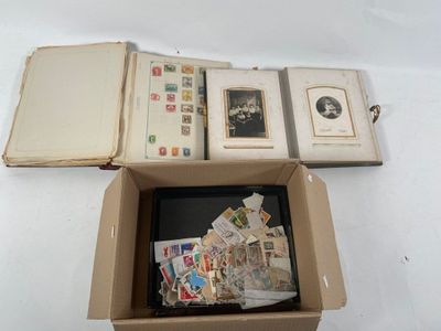 a box with a lot of stamps inside of it