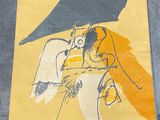 un tableau représentant un homme tenant un parapluie au-dessus de sa tête