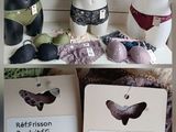 three pictures of a display of linger products on a shelf