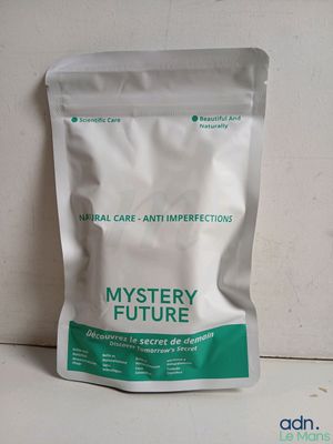 a close up of a bag of food sitting on a counter