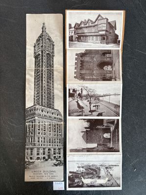 two old postcards of a tall building with a clock tower