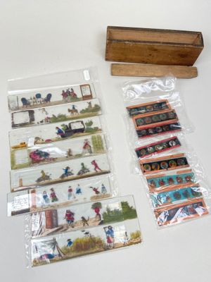 a wooden box with pictures of people on it and a wooden box with pictures of people on it