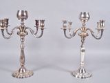 pair of silver plated candelabs with candlesticks