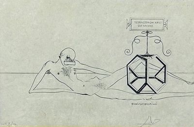 dessin représentant un homme allongé par terre à côté d'un grand objet