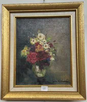J. R HERVE Huile sur toile « Fleurs » 22 X 27