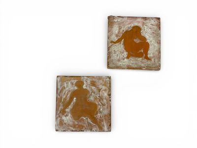 ÉCOLE MODERNE, XXe siècle "Le Modèle” Deux carreaux de terre…