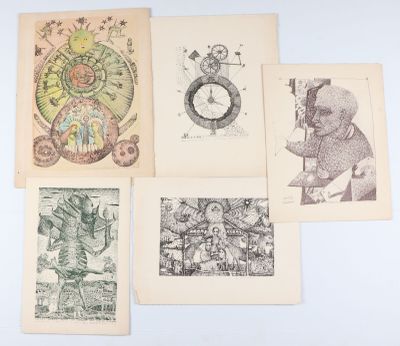 plusieurs dessins représentant divers types d'œuvres d'art sur une surface blanche